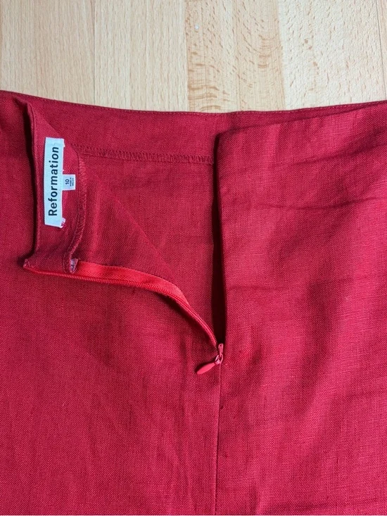 Reformation Rust Red 100% Linen Mini Skirt 10 - Picture 6 of 8
